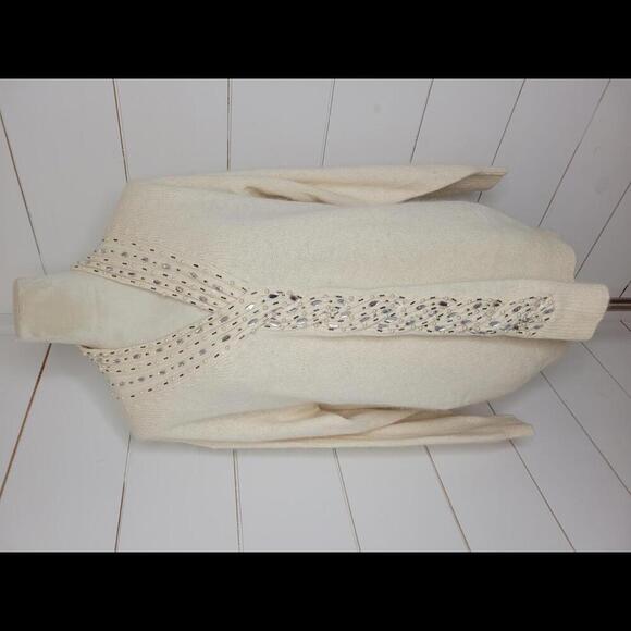 Vintage 90s IB Diffusion medium cream beaded sweater - Picture 1 of 5